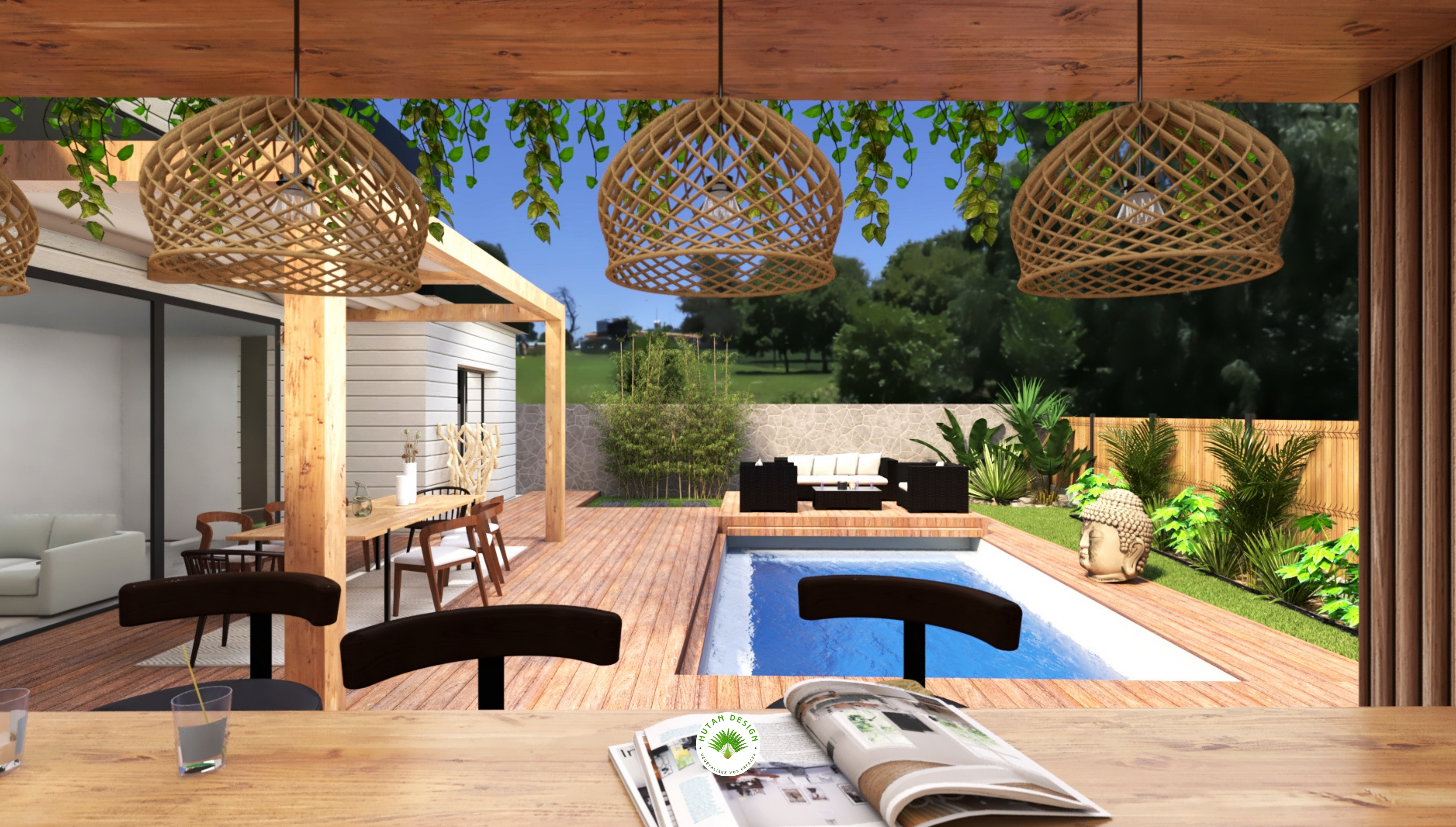Jardin exotique, jardin bali, Design et conception 3D, aménagement extérieur, rénovation jardin, La Rochelle, ile de ré