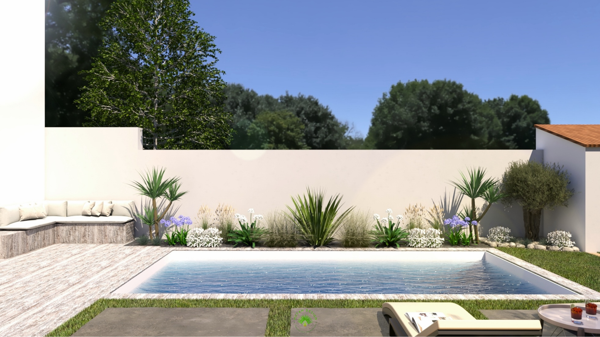 Jardin méditerranéen, Design et conception 3D, architecte paysagiste, rénovation jardin, La Rochelle, ile de ré