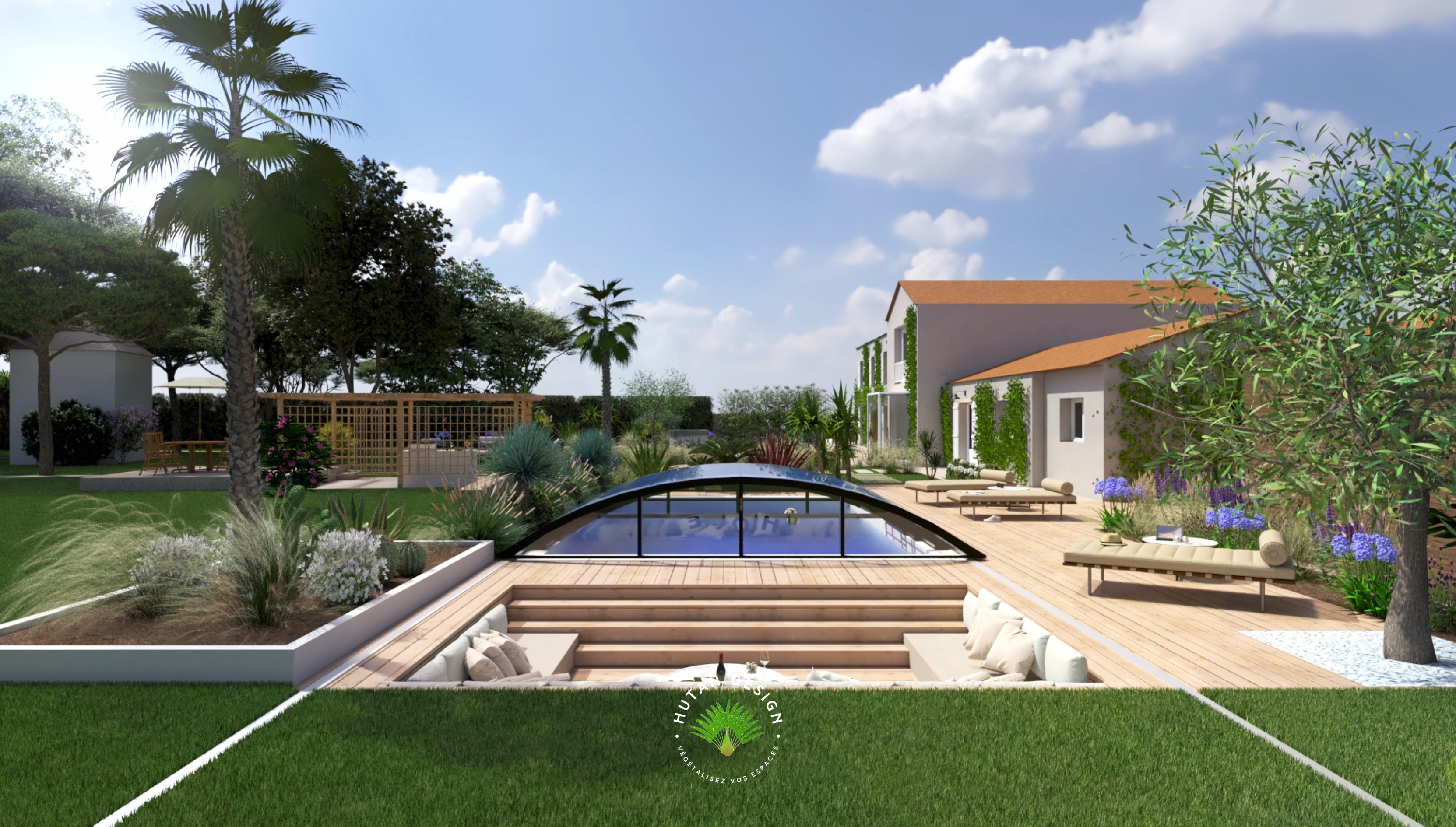 Projet paysager 3D, design jardin, architecture paysagère